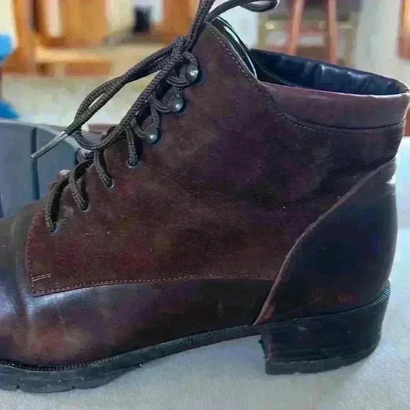 Vintage Paul Green Munchen Brown Suede & Leather Lace Up Ankle Boots Size 51/2 - Picture 1 of 6